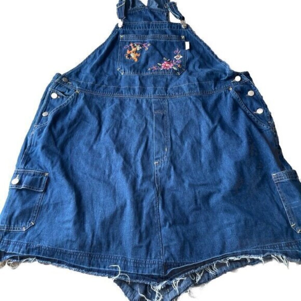 Vtg 90s Winnie The Pooh Denim Shortalls Overall - Disney Women's Sz 26W/…
